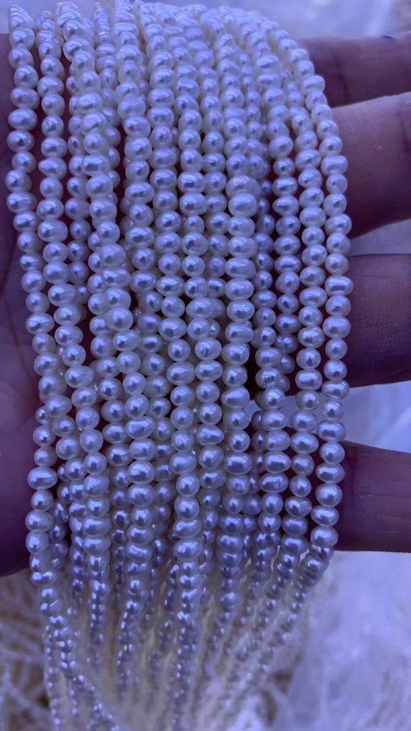 bright white 2mm oval freshwater cultured tiny freshwater pearl beads wholesale for jewlery making - Image 4
