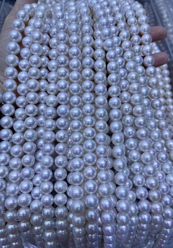 Fine Pearl jewelry Round natural pearls Thick-Nacre Edison Cultured Freshwater Pearl Beaded strands with clean surface good Luster Ideal for NecklaceJewelry Making 10-11mm - Image 3