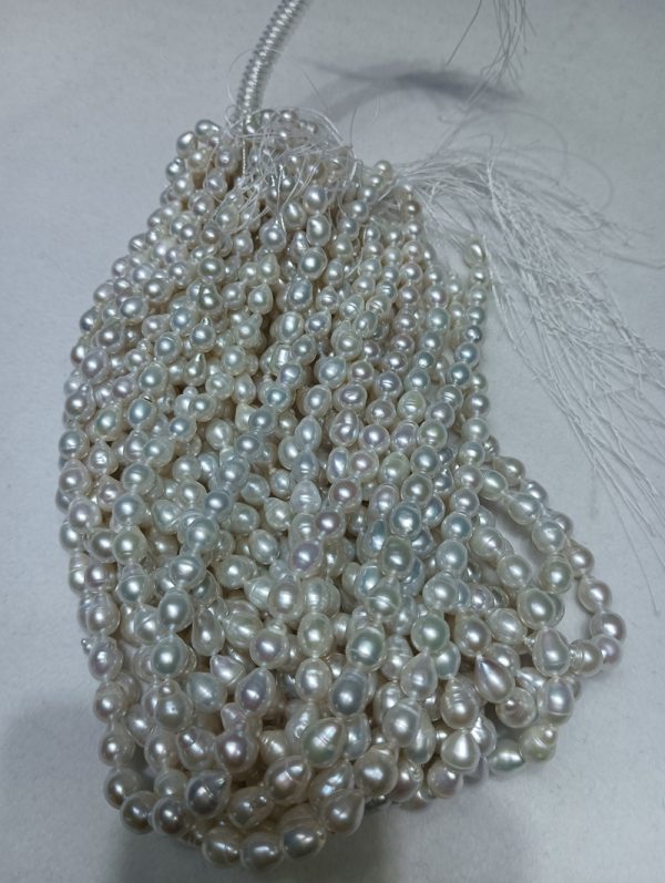 Natural white Edison Drop Shape Loose Freshwater Pearl Strand wholesale 7mm - Image 4