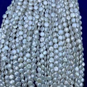 coin shaped freshwater pearl strands