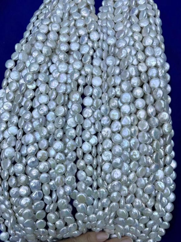 coin shaped freshwater pearl strands