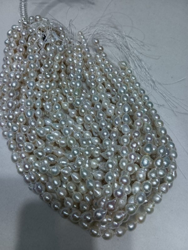 Natural white Edison Drop Shape Loose Freshwater Pearl Strand wholesale 7mm - Image 5