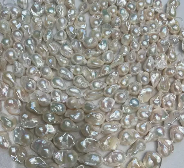 Freshwater Cultured Pearl necklace strands Raw Material White Baroque Loose Beads 15x25mm 16 inch without knot - Image 3