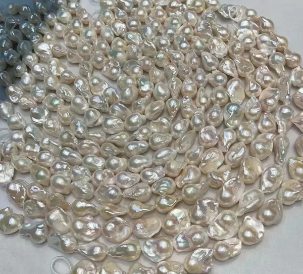 Freshwater Cultured Pearl necklace strands Raw Material White Baroque Loose Beads 15x25mm 16 inch without knot - Image 5