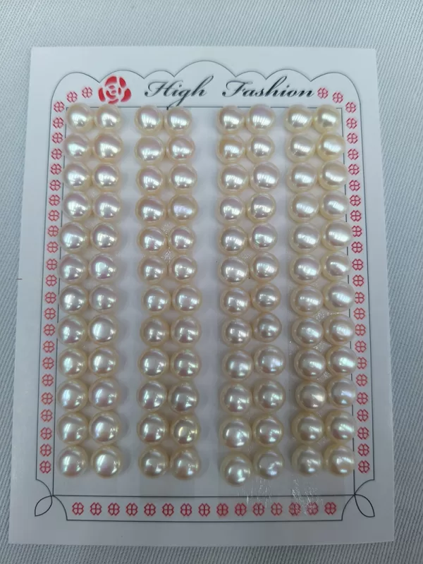7mm white freshwater cultured pearl pairs for wholesale ,48 pairs per card,price per pair - Image 3