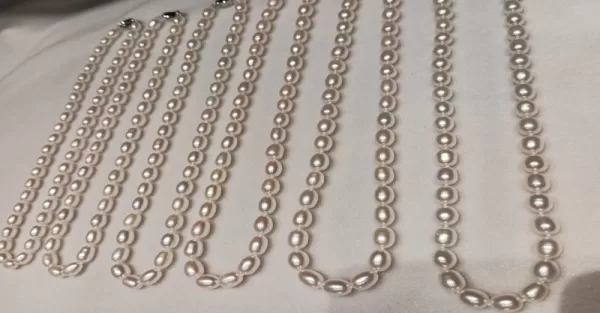 women necklace freshwater cultured rice shaped pearl choker necklace with s925 - Image 3