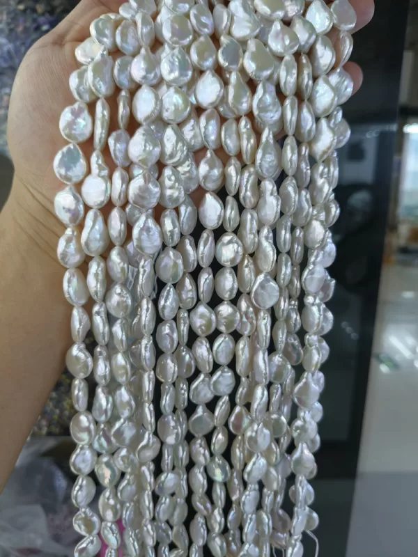 freshwater cultured pearl beads 13x19mm irregular coin shaped beads Supplies for making crafts - Image 6