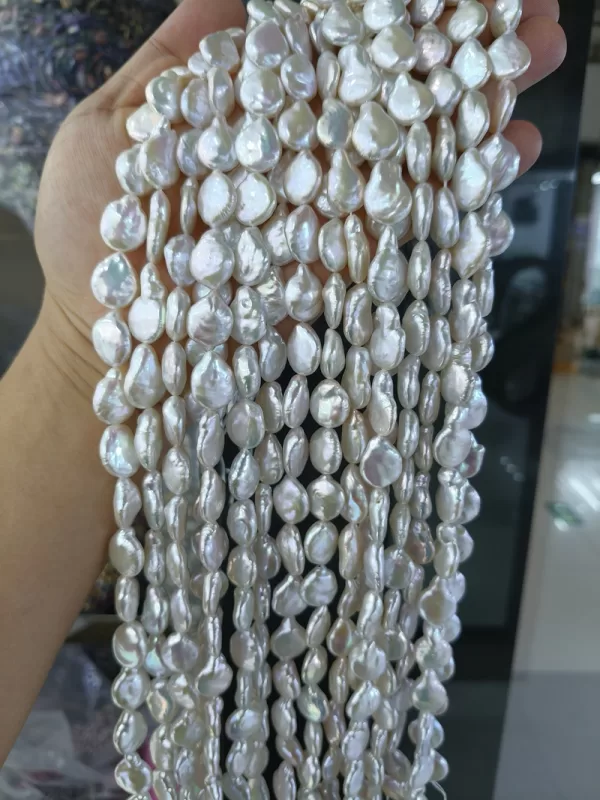 freshwater cultured pearl beads 13x19mm irregular coin shaped beads Supplies for making crafts - Image 7