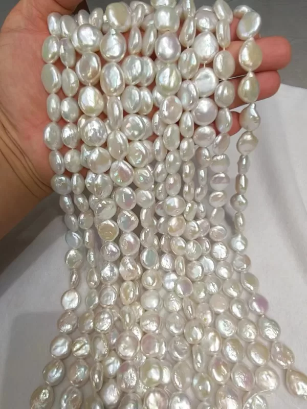 high grade coin shaped freshwater cultured pearl loose strands excellent quality & reasonable price