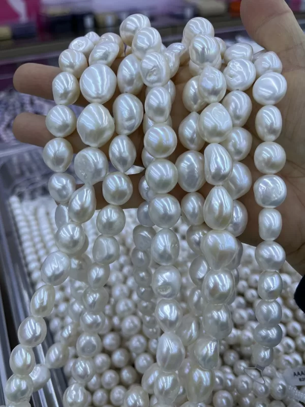 11-12mm Cream white Large Baroque nugget Pearls beaded strands16 inch for jewelry making - Image 3