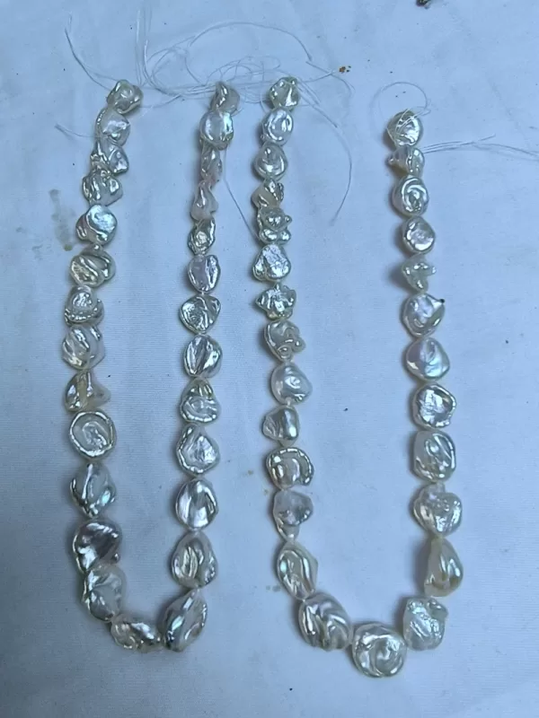 13-15mm AAA Natural White Keshi Nugget Freshwater Pearl Beads – High Luster Center Drilled Genuine Keshi Pearls for Wholesale - Image 5