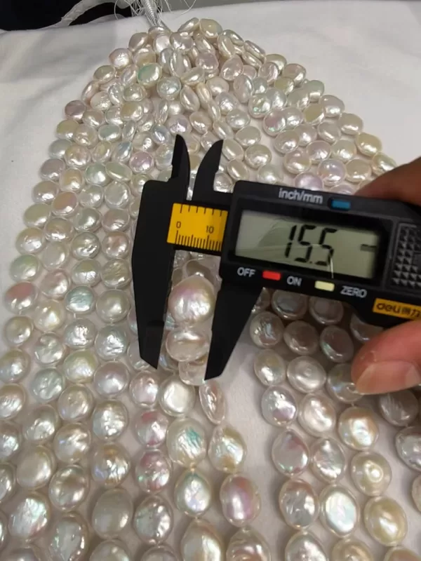 high grade coin shaped freshwater cultured pearl loose strands excellent quality & reasonable price - Image 5