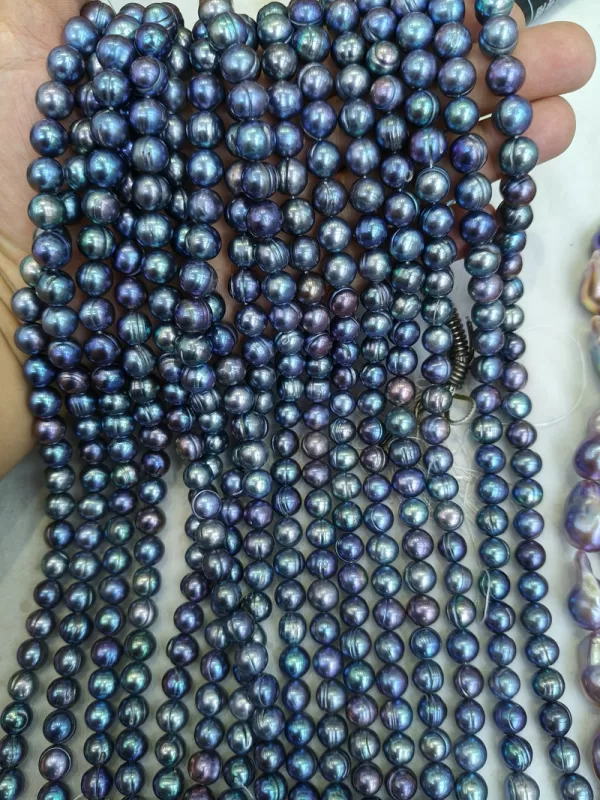 peacock black 9-10mm freshwater cultured pearl necklace strands 16 inch for jewelry making - Image 5