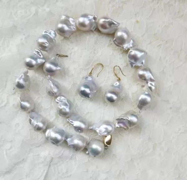 baroque pearl necklace with sterling silver