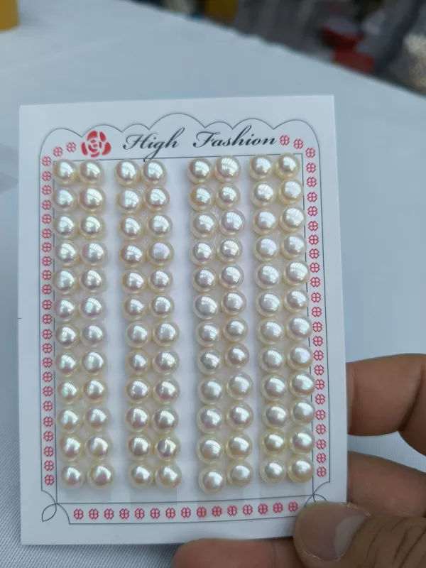 7mm white freshwater cultured pearl pairs for wholesale ,48 pairs per card,price per pair